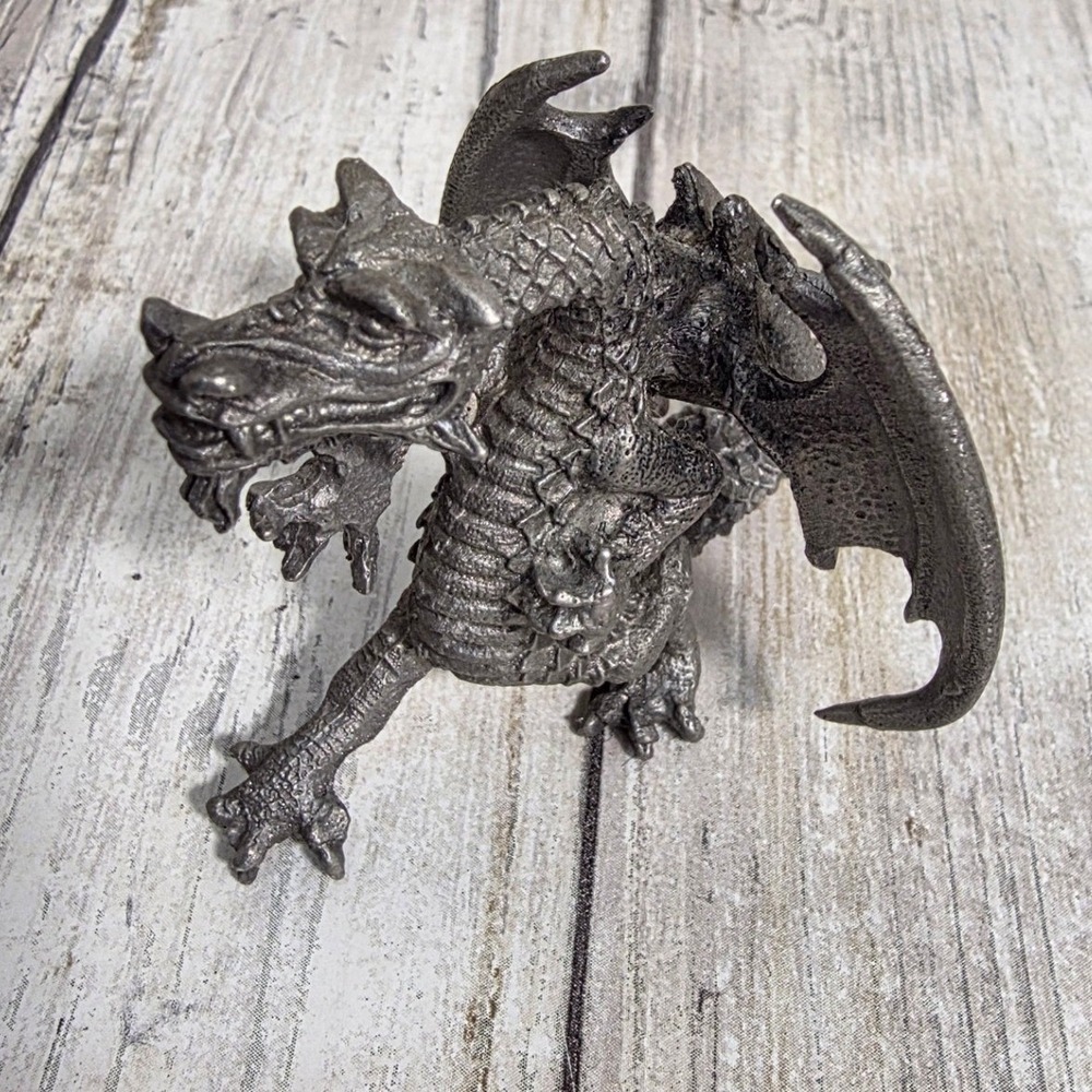 Vintage Pewter Dragon Figurine Miniature Mythical Fantasy Collectible 2.25 Inch - Picture 3 of 8